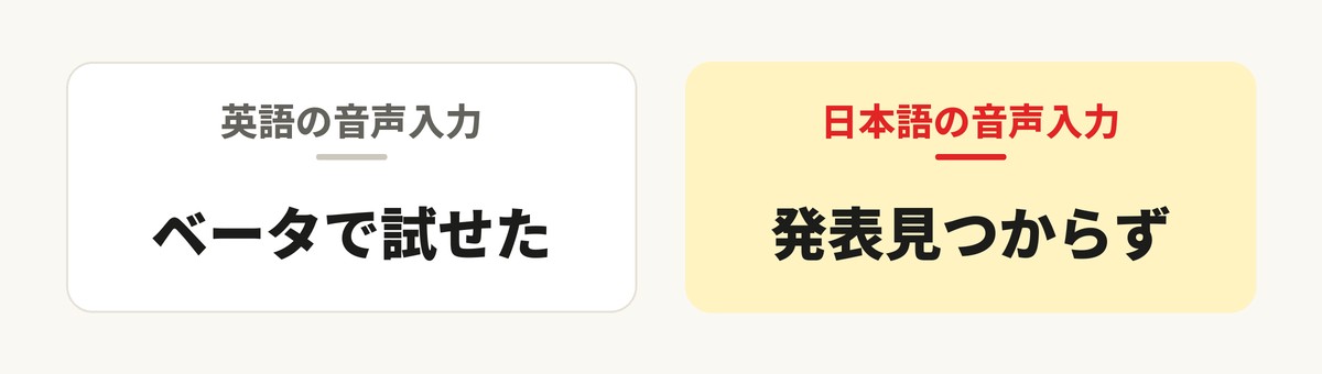 高度な音声入力の英語と日本語